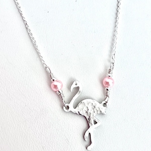 Flamingo necklace - hand hammered on sterling silver