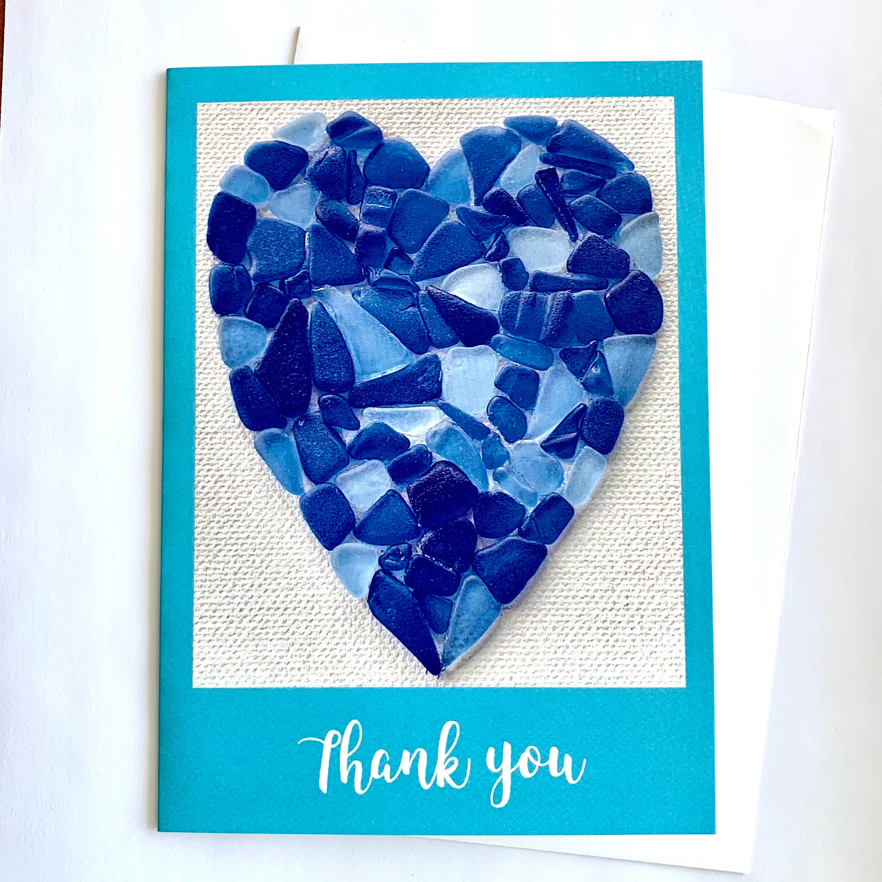 Seaglass Heart Thank You Card, Photographic Note Card, Seaglass Art ...