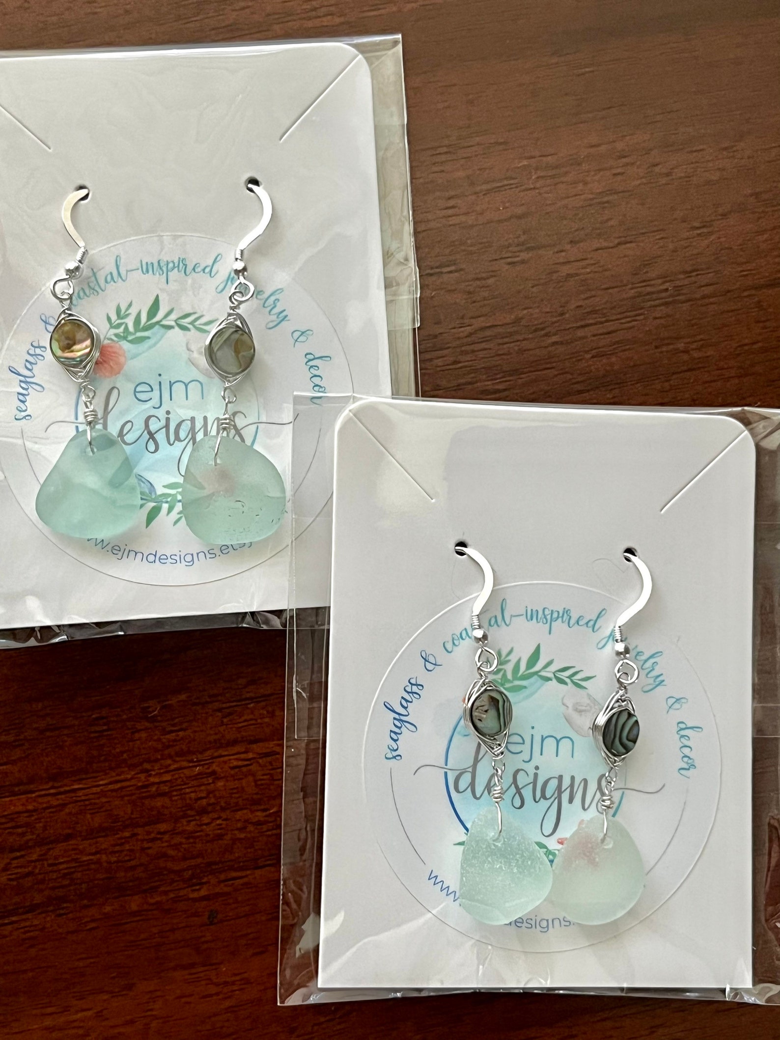 White Seaham Sea Glass Drop Earrings