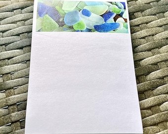 Seaglass photo sticky note pad, seaglass lover gift idea - 4 x 6