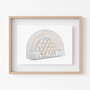 Peaceful Abstract Digital illustration-window with water vessels-Giclee Art Print-Museum Quality Print-soft earth tones image 1