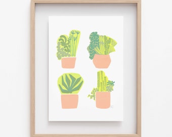 Original Art Print-Giclee Archival Quality print-Sunny succulent combined in ONE PRINT