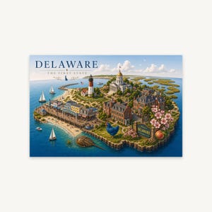 Delaware Carte Mini Monde, Affiche Illustree
