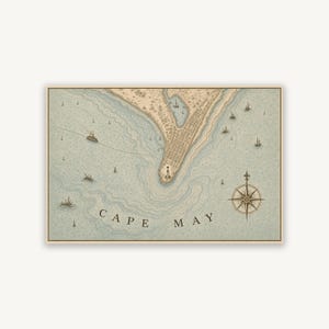 Cape May Nautical Chart Print, Antique Jersey Shore Map Art