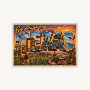 Texas Postal Retro, Poster Vintage de Viaje