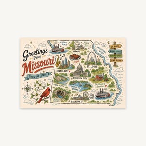Missouri Doodle Map Wall Art, Show Me State Illustrated Print, St Louis Ozarks Travel Poster, Housewarming Decor Printable Gift