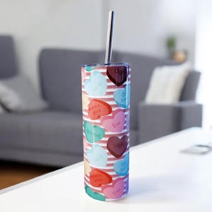 Anti Valentines Day Gift for Bestie,Valentines Day Heart Tumbler,Sarcastic Valentine Tumbler, Sassy Candy Hearts Drinkware, Gift for Singles