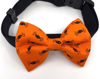 Orange Spiders Dog Bow Tie (Black and Orange)