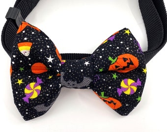 Halloween Candy Dog Bow Tie (Black and Orange)