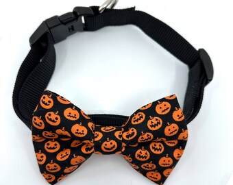 Pumpkins Dog Bow Tie (Black and Orange)