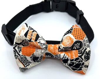 Halloween Dog Bow Tie (Orange, Black and White)