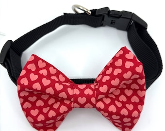 Red Hearts Dog Bow Tie (Red and Pink)
