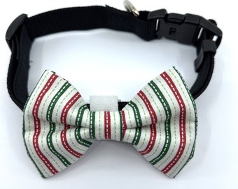 Yuletide Dog Bow Tie (Green, Red and White)