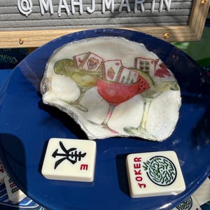 Martini Mahjong Shell Dice Dish | Jewelry Trinket Tray | Handcrafted | UV Resin Finish | MahjMarin