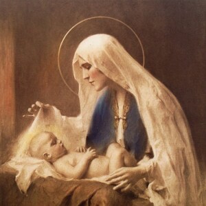 Madonna and Child~Chambers~A~ 8" X 10" Art Print,Jesus, Catholic vintage, Home Alter, religious Catholic art, Devotional Art, Catholic Art