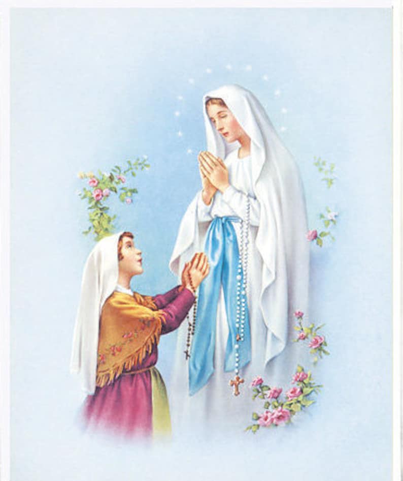 NotreDame de Lourdes 8 X 10 Art Print vintage Etsy