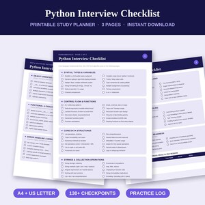 Lista di controllo stampabile per il colloquio di lavoro in Python