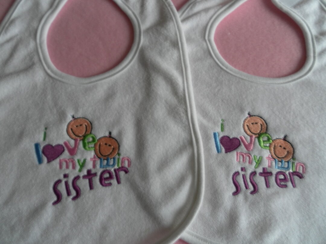 Twins Bib Set for Girl Twins Twins Twin Girls Twin Bibs Baby Girls Twin