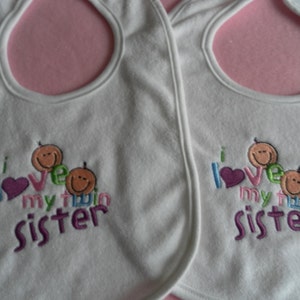 Twins - Bib Set for Girl Twins - twins - twin girls - twin bibs - baby girls - twin sisters - shower gift