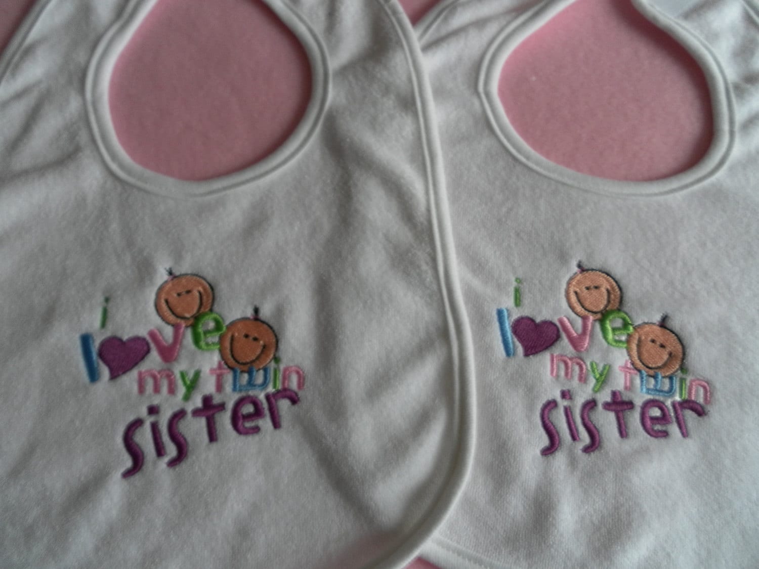 Twins - Bib Set for Girl Twins - twins - twin girls - twin bibs - baby girls - twin sisters - shower gift