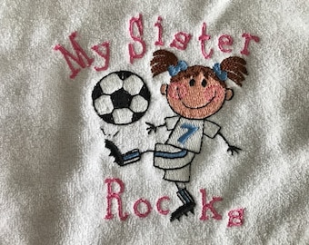Babero para bebé - Mi hermana mola - babero para hermana - fútbol - niña futbolista - bebé futbolista - babero de bebé futbolista - hermanita - bebé deportista