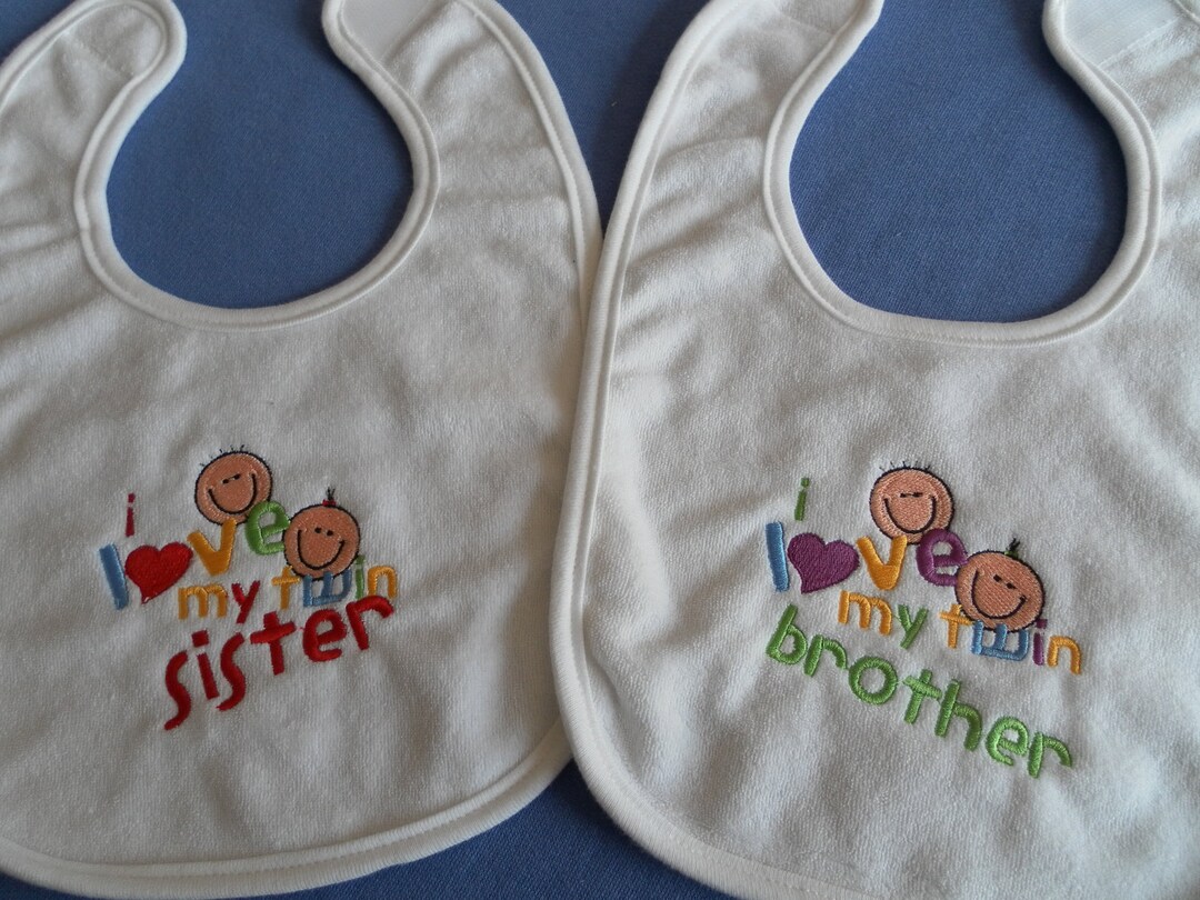 Twins Bib Set for a Boy & Girl Twin Babies Multiples Twin Bibs Baby