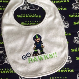 Baby Bib -  Seattle Seahawks  boy &quot;GO HAWKS&quot; - Seattle - Seahawks - Football