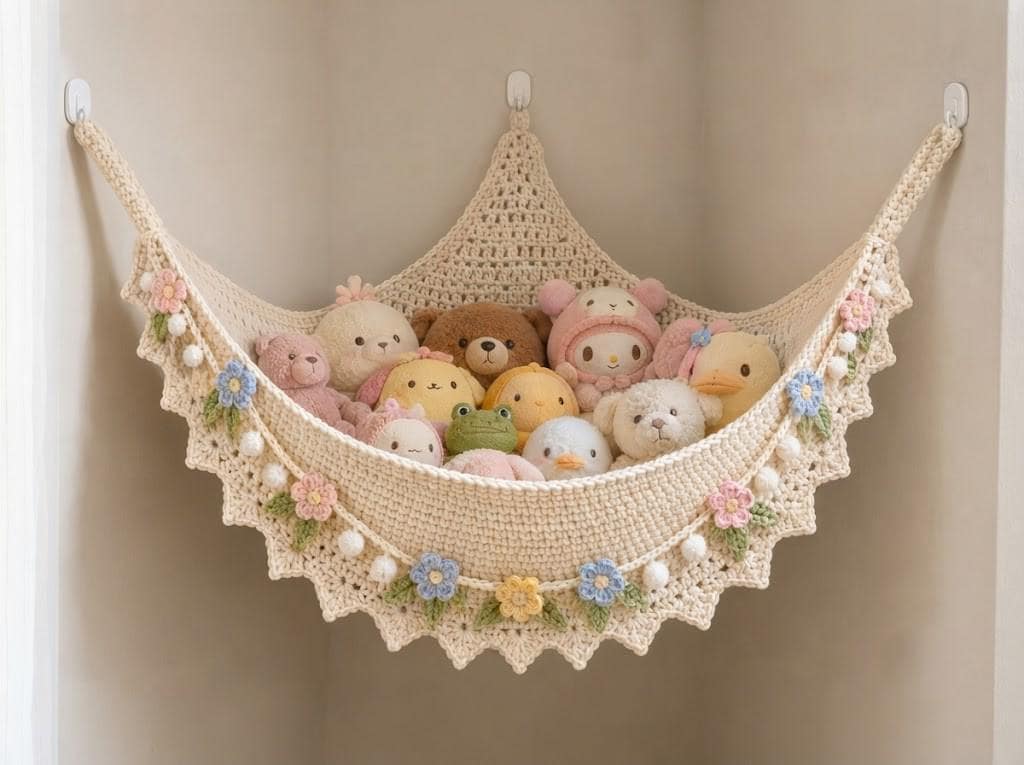 30 Crochet Hammock Patterns for Home, Pets, and Playful Storage 23 Corner Hammock Crochet Pattern PDF, Plushie Storage Net Tutorial