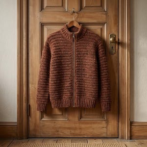 Crochet Jacket Pattern PDF, Textured Zip Up Sweater, Marled Unisex Cardigan, Ribbed Collar and Pocket Jacket, Adult Crochet Clothing