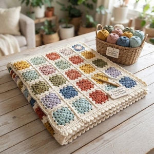 Vintage Flower Garden Blanket Crochet Pattern PDF, Floral Granny Square Blanket, Heirloom Throw, Step By Step Image Guide