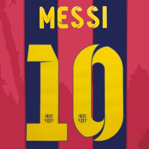 Lionel Messi #10 Nameset · Barcelona Home 2014/2015 · Custom Football Shirt Name Number · Heat Transfer Iron On Vinyl