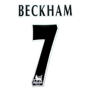 David Beckham #7 Nameset · Manchester Red Away 1998/1999 · Custom Football Shirt Name Number · Heat Transfer Iron On Vinyl