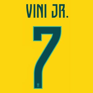 Vinicius Jr #7 Nameset · Brazil Home 2026 · Custom Football Shirt Name Number · Heat Transfer Iron On Vinyl
