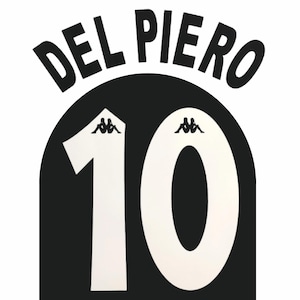 Alessandro Del Piero #10 Nameset · Turin Home 1997/1998 · Custom Football Shirt Name Number · Heat Transfer Iron On Vinyl