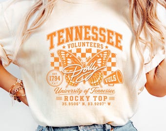 Tennessee Volunteers Butterfly Graphic T-Shirt | University of Tennessee Vols Tee|Comfort Colors