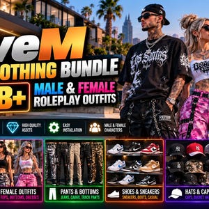 FiveM Clothing Bundle, 40K+ Male Female Outfits, GTA RP Character Apparel, Freemode Clothing Collection