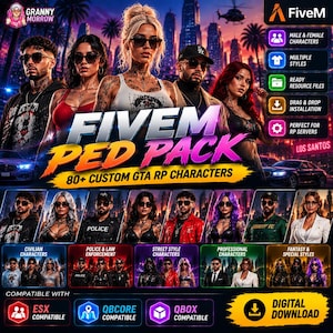 FiveM Ped Pack | 80+ GTA RP Characters | Custom Male Female Peds | ESX QBCore Ready