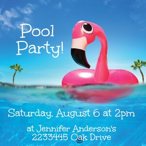 Flamingo Pool Party Invitation Template