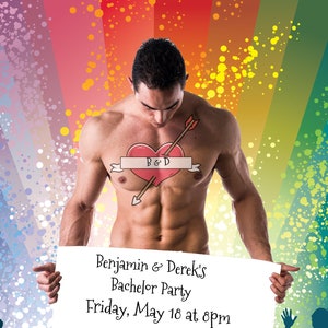 Gay Bachelor Party Printable, Invitation Template Male Stripper