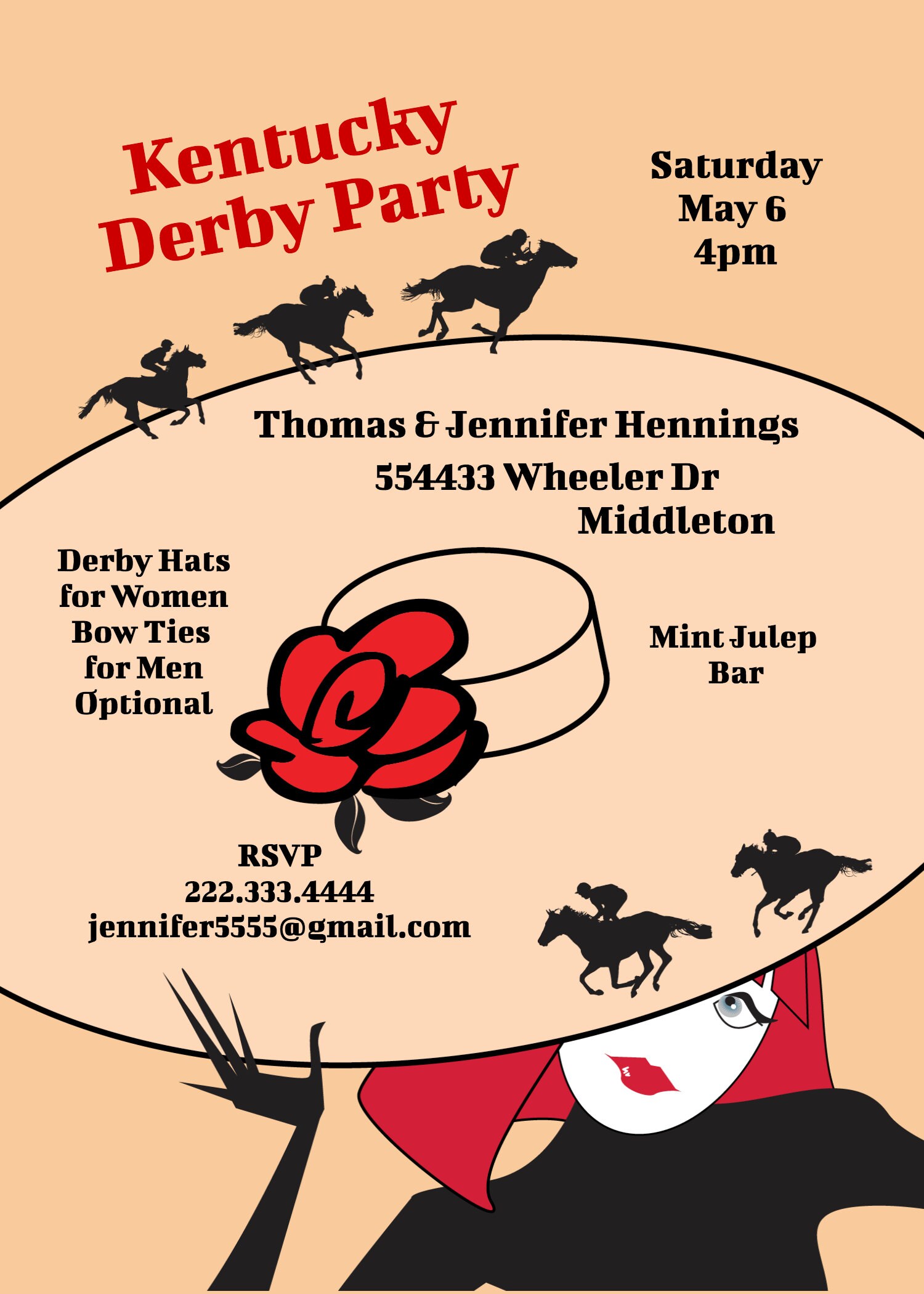 Kentucky Derby Party Template Invitation Print or Text - Etsy