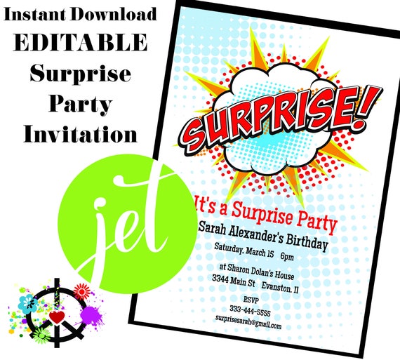 Surprise Birthday Printable Editable Any Occasion Invitation | Etsy