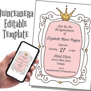 Invitación De Plantilla De Quinceañera 15 Cumpleaños