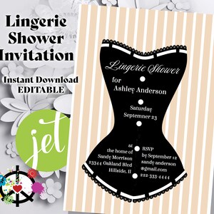 Lingerie Shower Invitation  Printable, Editable Instant Download