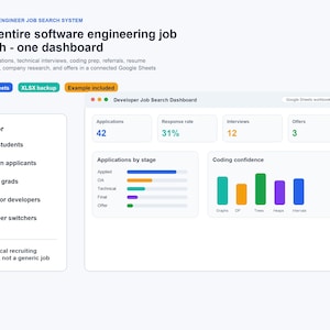 Software Engineer Job Tracker | Google Sheets Tech Interview Planner (Digital Download)