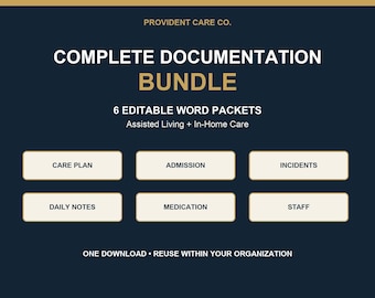 Compleet zorgdocumentatiepakket, 6 pakketten voor begeleid wonen en thuiszorg, bewerkbare Word-formulieren