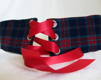 Red Plaid Key Fob// Wristlet// Key Chain 1/" Ribbon Punk Celtic