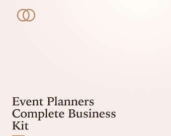 Kit de negócios completo para planejamento de eventos, incluindo proposta de integração de clientes editável, contrato, fatura e pacote de boas-vindas, além de modelo para planejamento de casamentos no Google Docs.