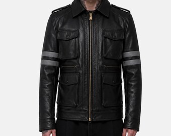 Leon S Kennedy Black Leather Jacket - Resident Evil 4 Cosplay