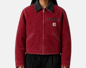 Vintage Crimson Red Carhartt Detroit Style Jacket
