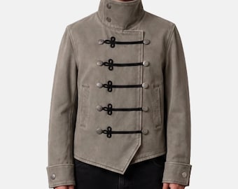 Vintage Military Inspired Jacket, Stand Collar Gothic Steampunk Coat